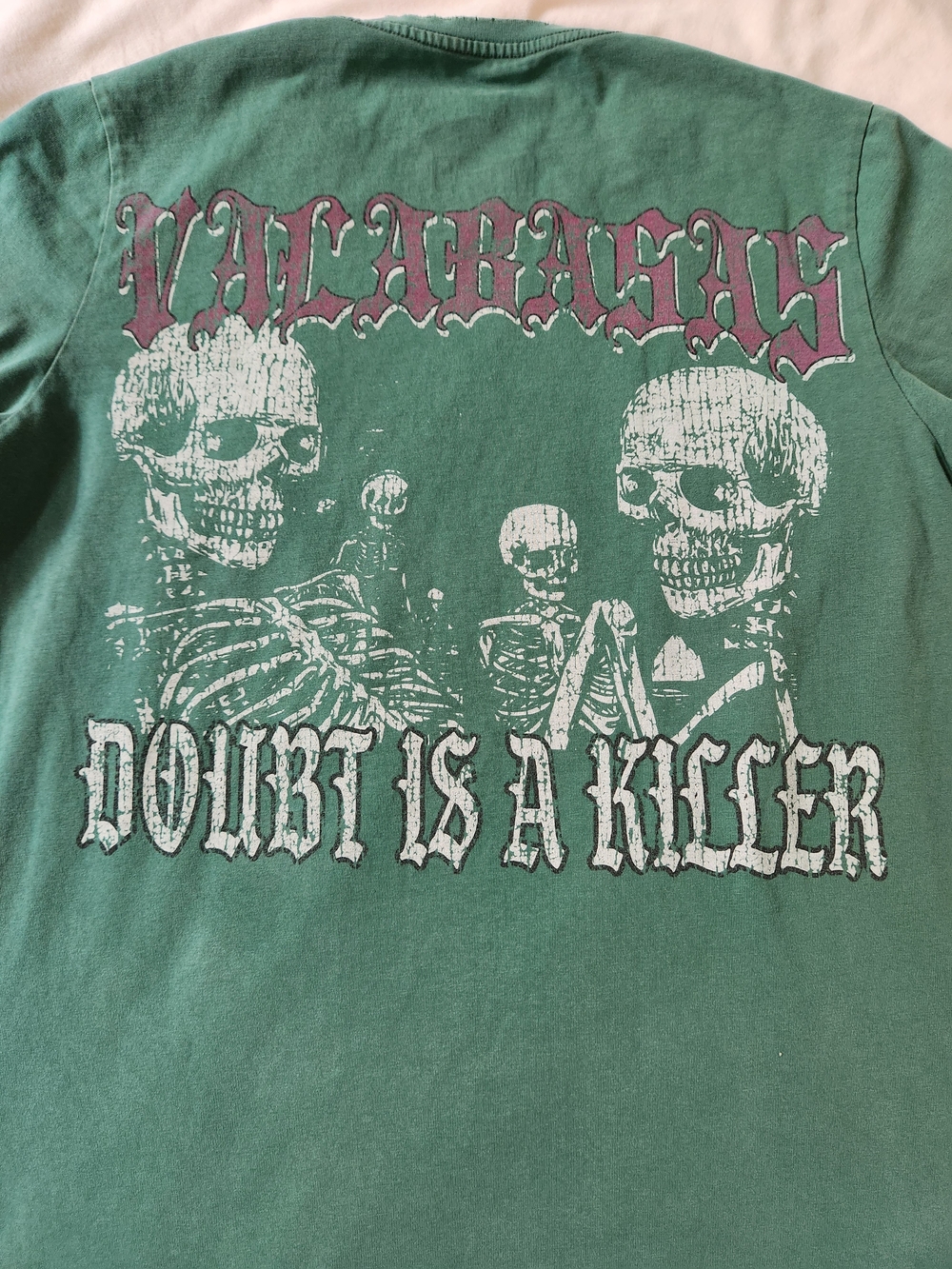 Valabasas Skull T Shirt Doubt Is A Killer Print Skeleton Distressed Gothic Med